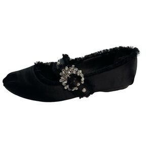 Nine West Black Mary Jane Rhinestone Strap Eyelash Dressy Holiday Flats 7.5